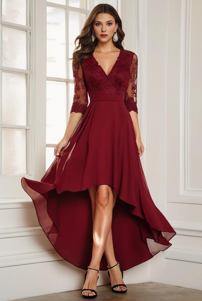 3 4 sleeve sheer sequin stripe high low hem evening dress 130111