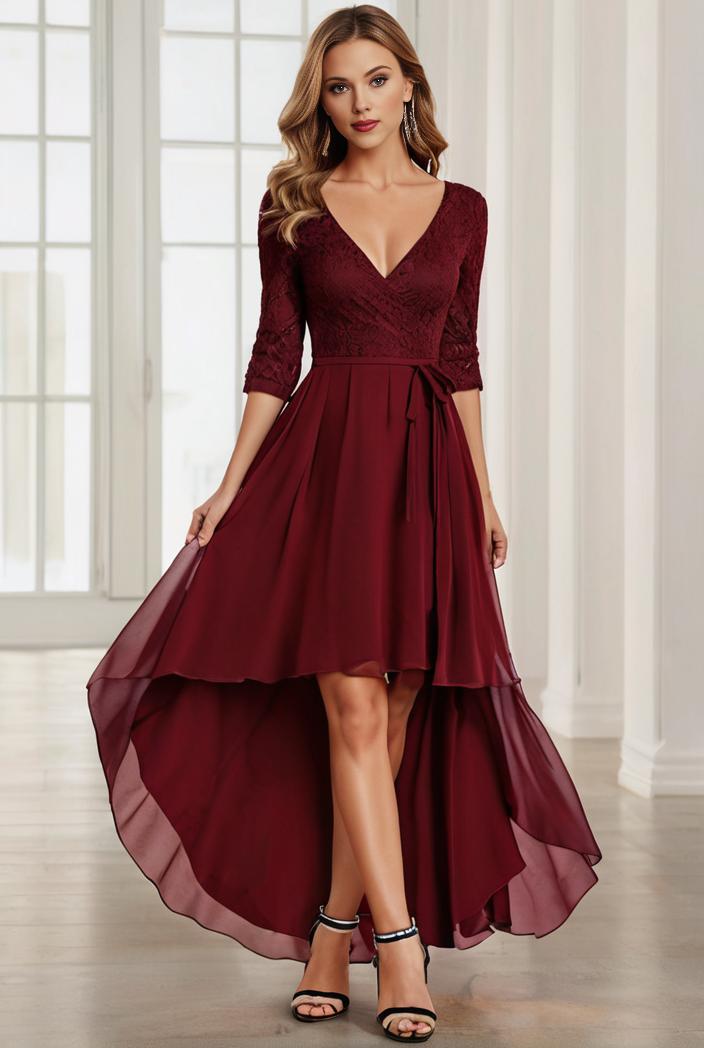 3 4 sleeve sheer sequin stripe high low hem evening dress 130115