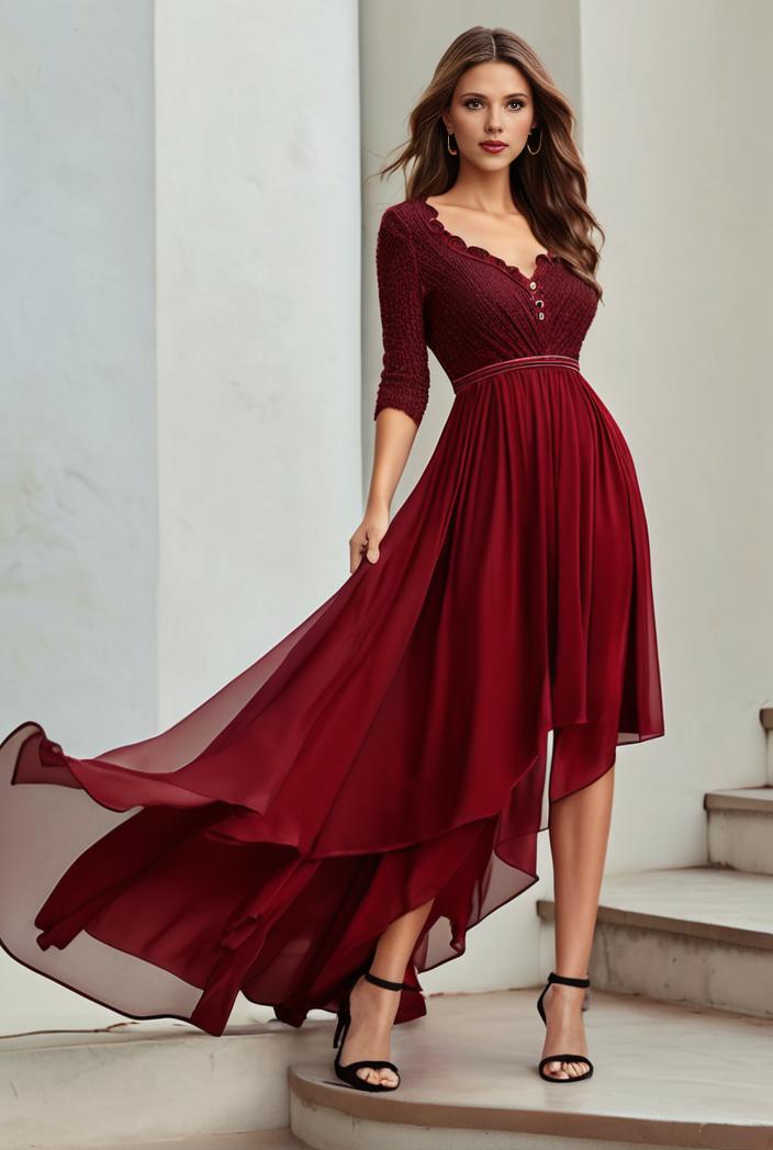 3 4 sleeve sheer sequin stripe high low hem evening dress 122072