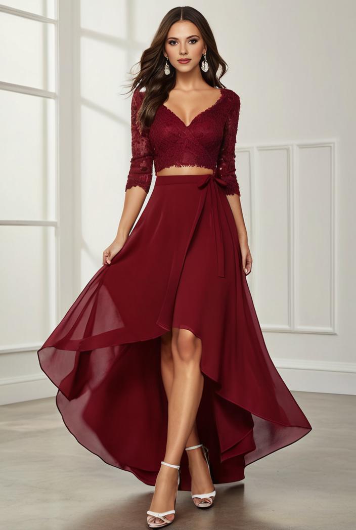 3 4 sleeve sheer sequin stripe high low hem evening dress 122092