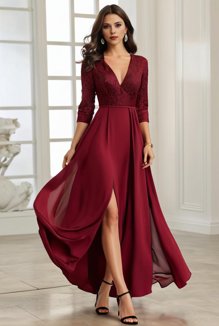 3 4 sleeve sheer sequin stripe high low hem evening dress 122096