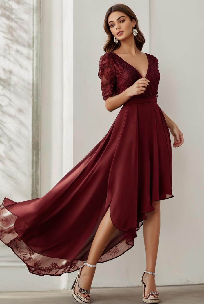 3 4 sleeve sheer sequin stripe high low hem evening dress 142051