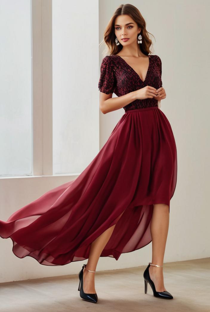 3 4 sleeve sheer sequin stripe high low hem evening dress 142078
