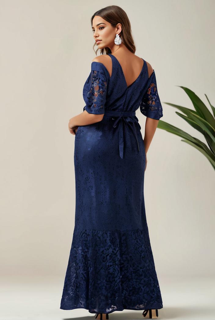 3 4 sleeve bodycon plunging back sequin evening dress 127621