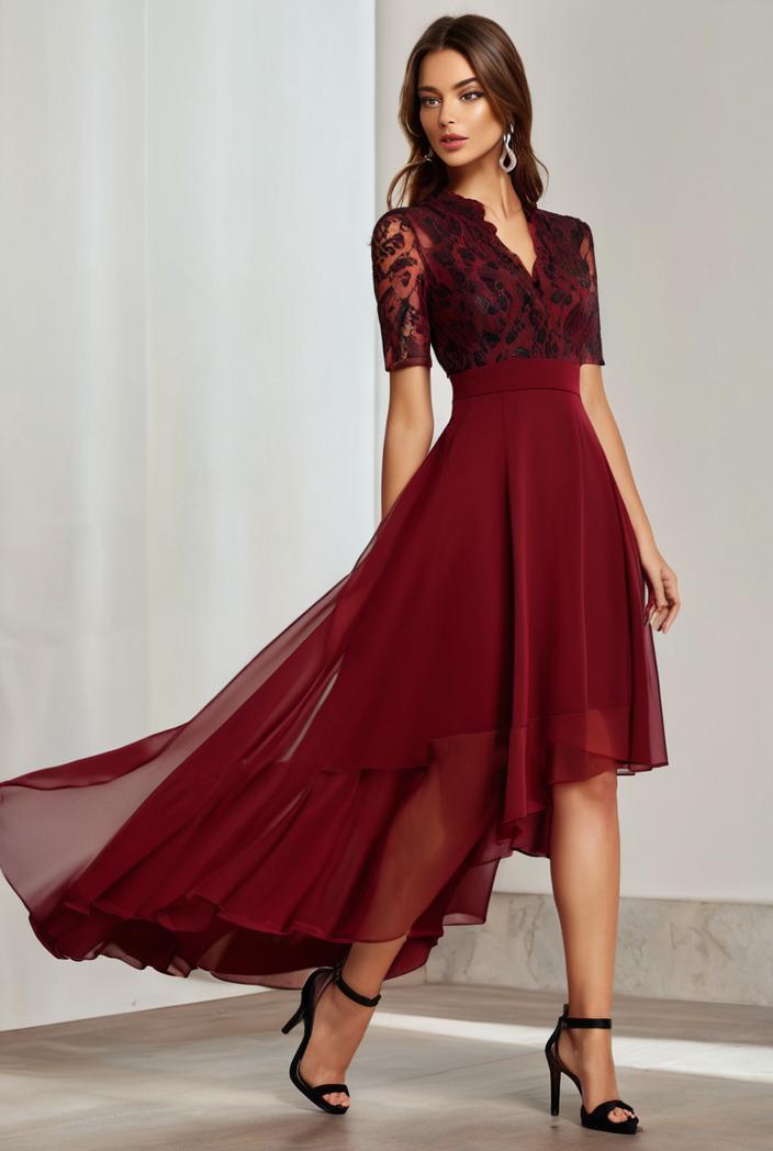 3 4 sleeve sheer sequin stripe high low hem evening dress 135910