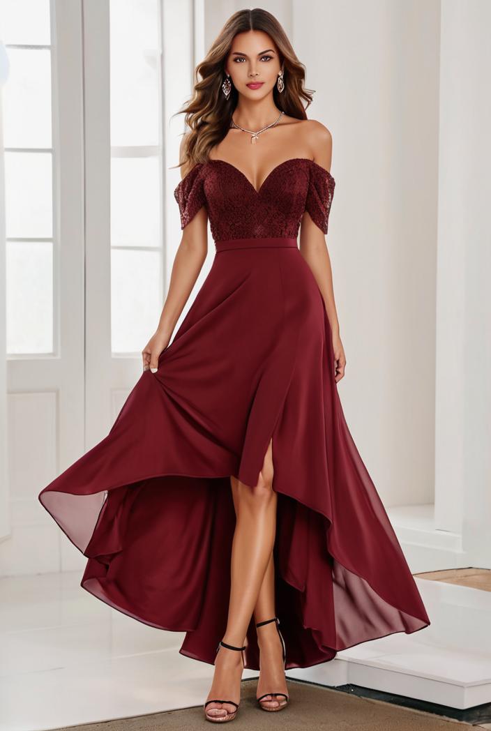 3 4 sleeve sheer sequin stripe high low hem evening dress 135914
