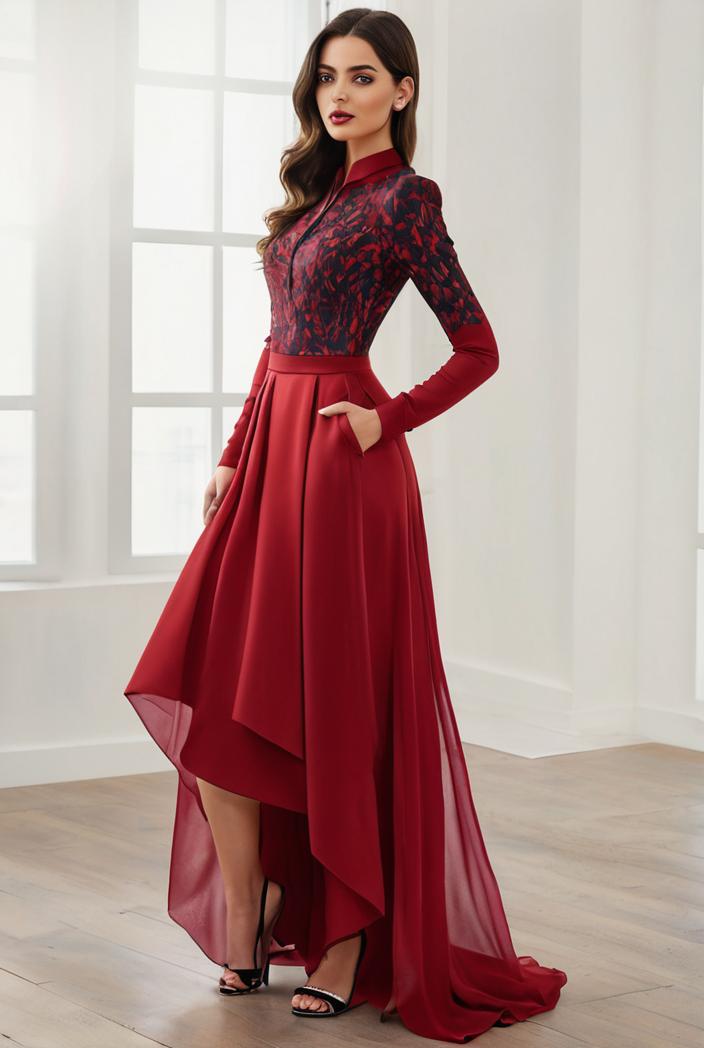 3 4 sleeve sheer sequin stripe high low hem evening dress 135926
