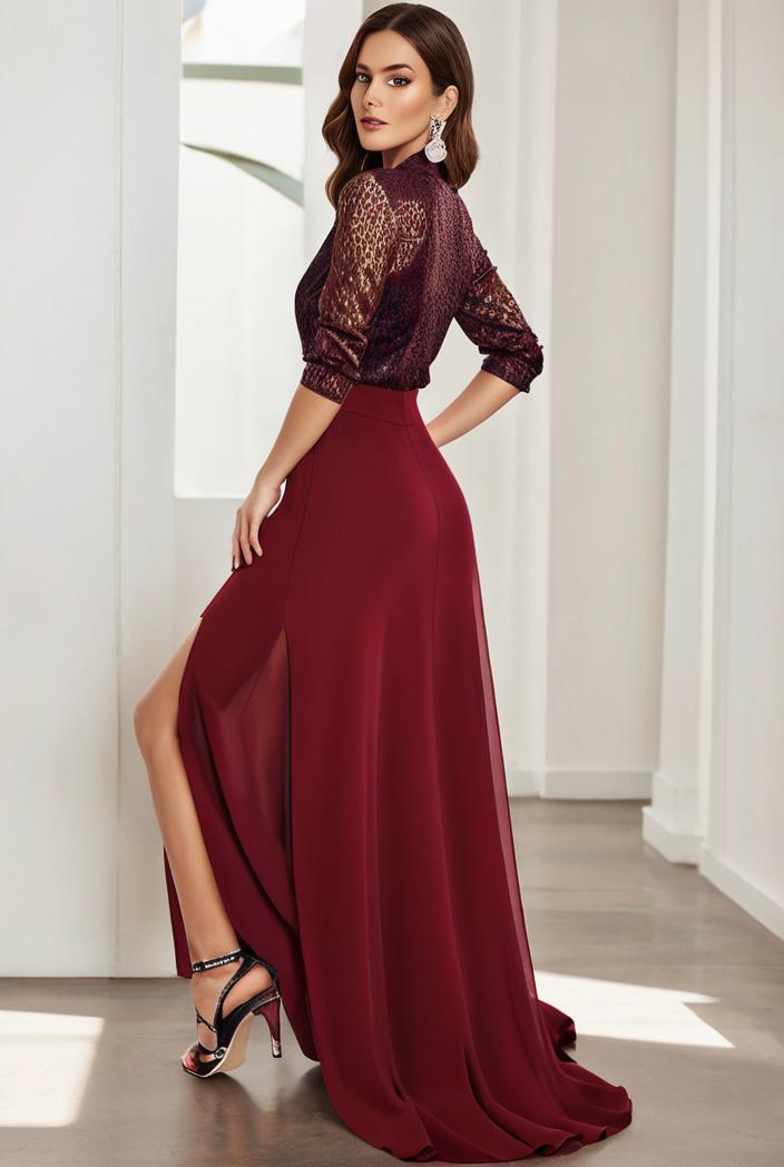 3 4 sleeve sheer sequin stripe high low hem evening dress 135927