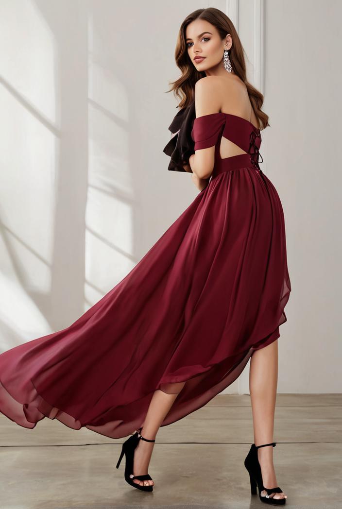3 4 sleeve sheer sequin stripe high low hem evening dress 135931