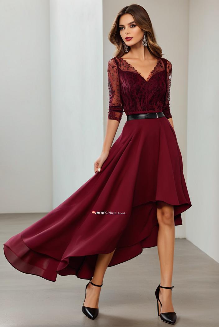 3 4 sleeve sheer sequin stripe high low hem evening dress 135935