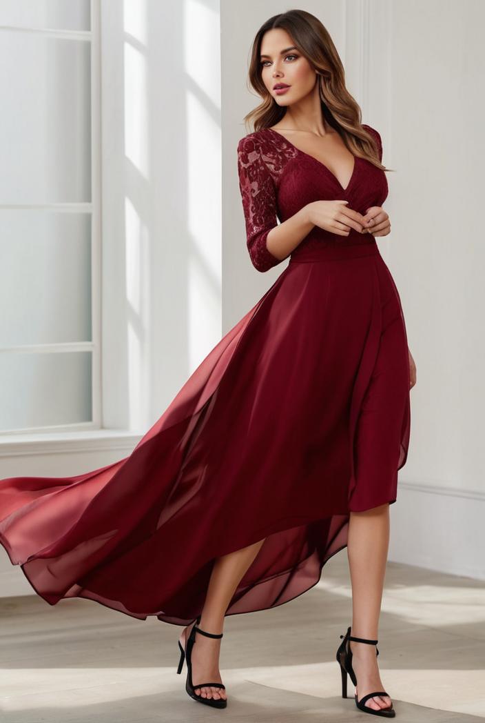 3 4 sleeve sheer sequin stripe high low hem evening dress 135936