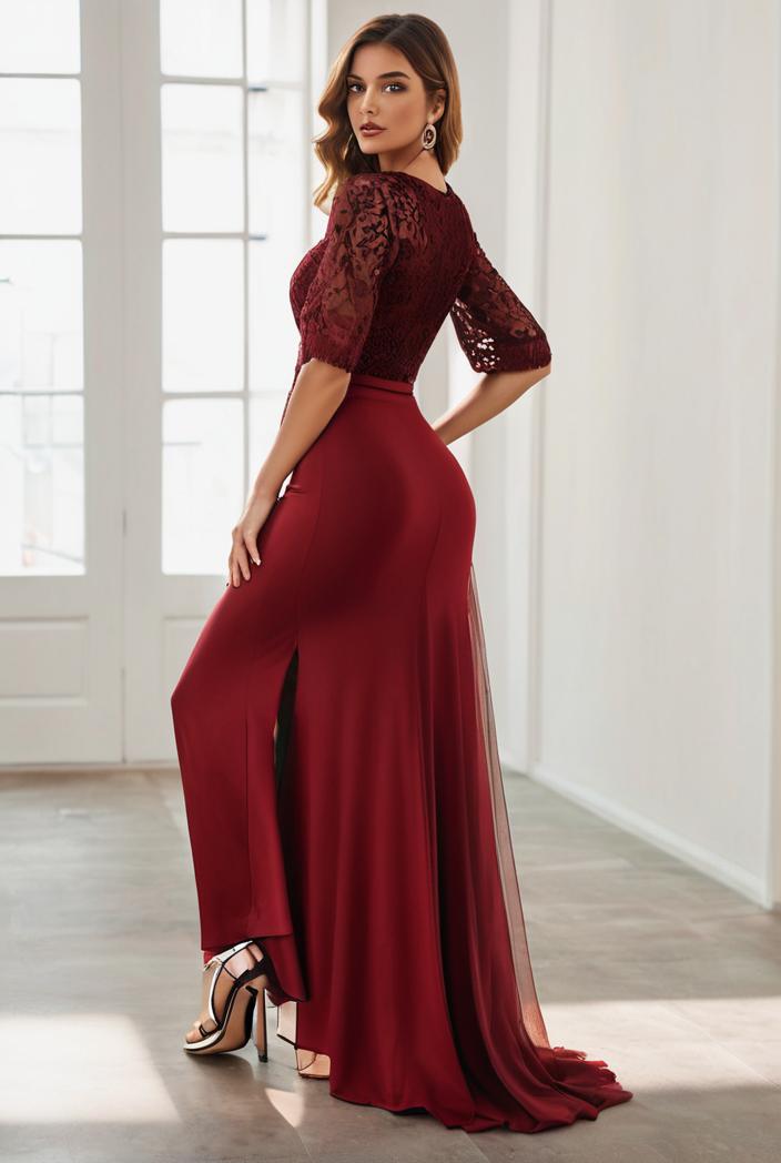 3 4 sleeve sheer sequin stripe high low hem evening dress 135938