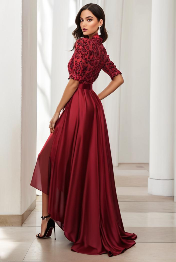 3 4 sleeve sheer sequin stripe high low hem evening dress 135944