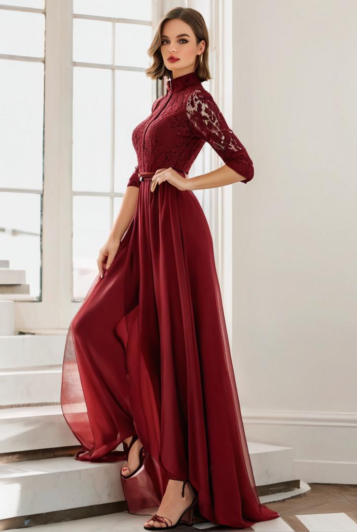 3 4 sleeve sheer sequin stripe high low hem evening dress 135945