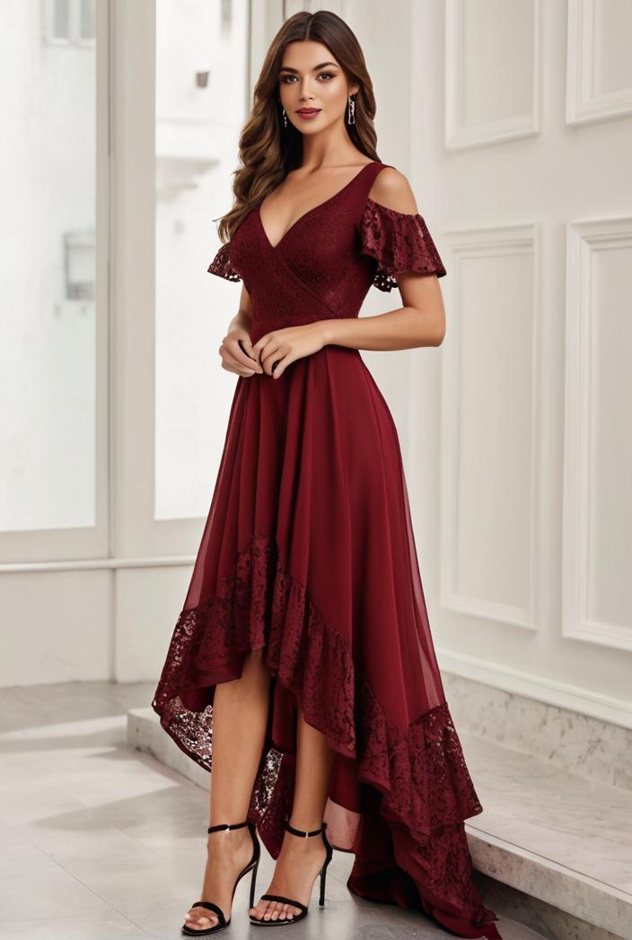 3 4 sleeve sheer sequin stripe high low hem evening dress 135946