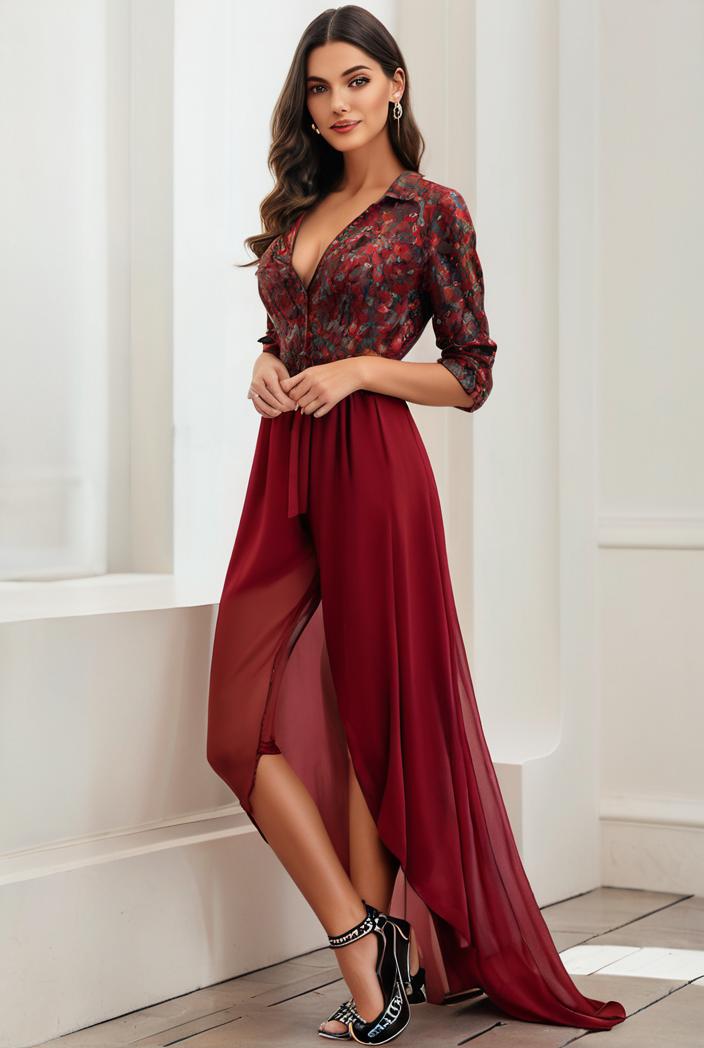 3 4 sleeve sheer sequin stripe high low hem evening dress 135950