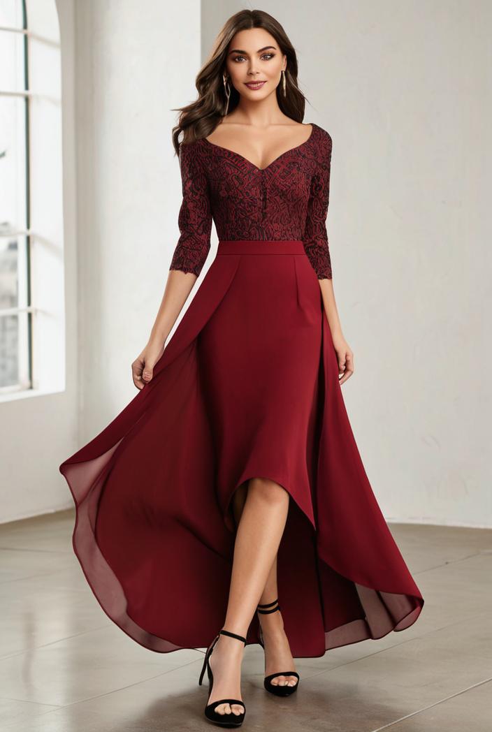3 4 sleeve sheer sequin stripe high low hem evening dress 135956