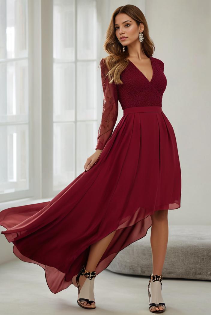 3 4 sleeve sheer sequin stripe high low hem evening dress 128616