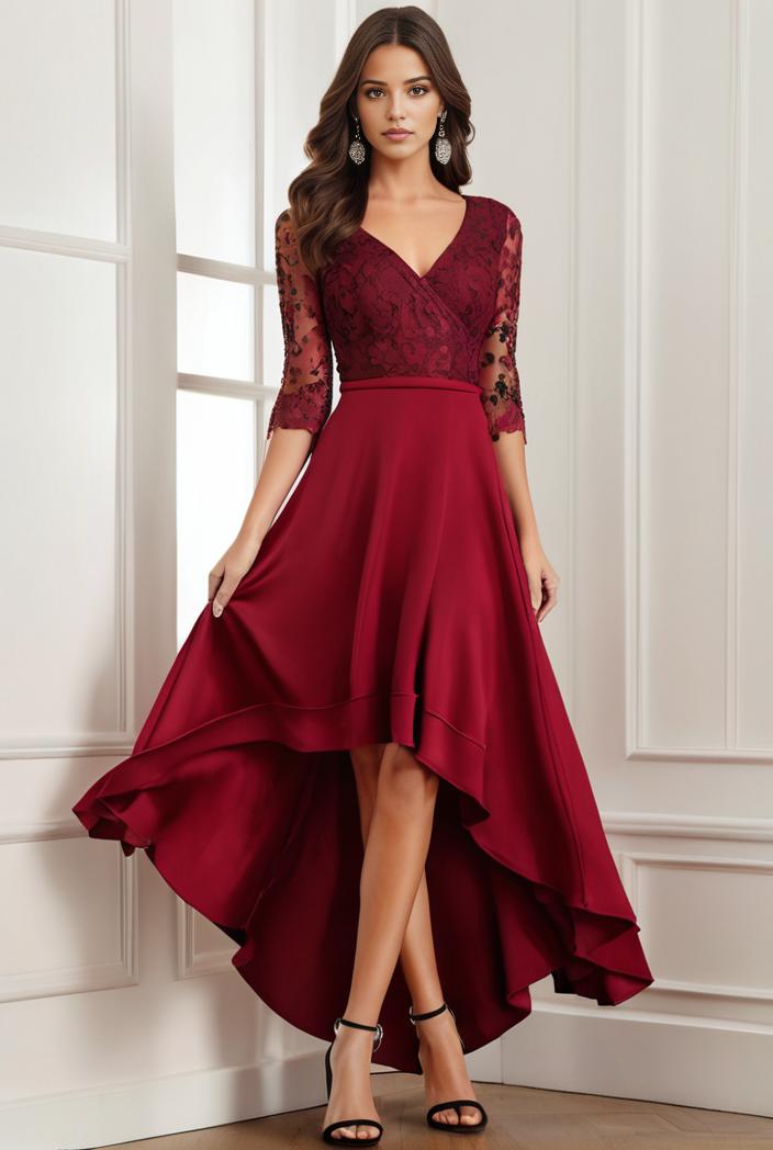 3 4 sleeve sheer sequin stripe high low hem evening dress 128621