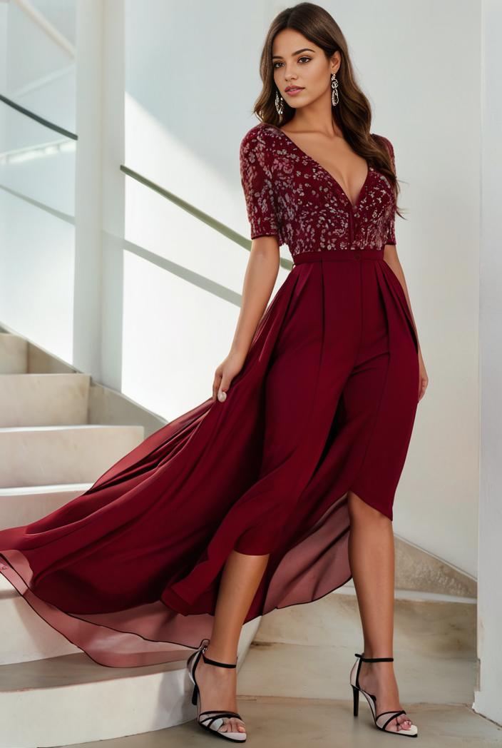 3 4 sleeve sheer sequin stripe high low hem evening dress 128637