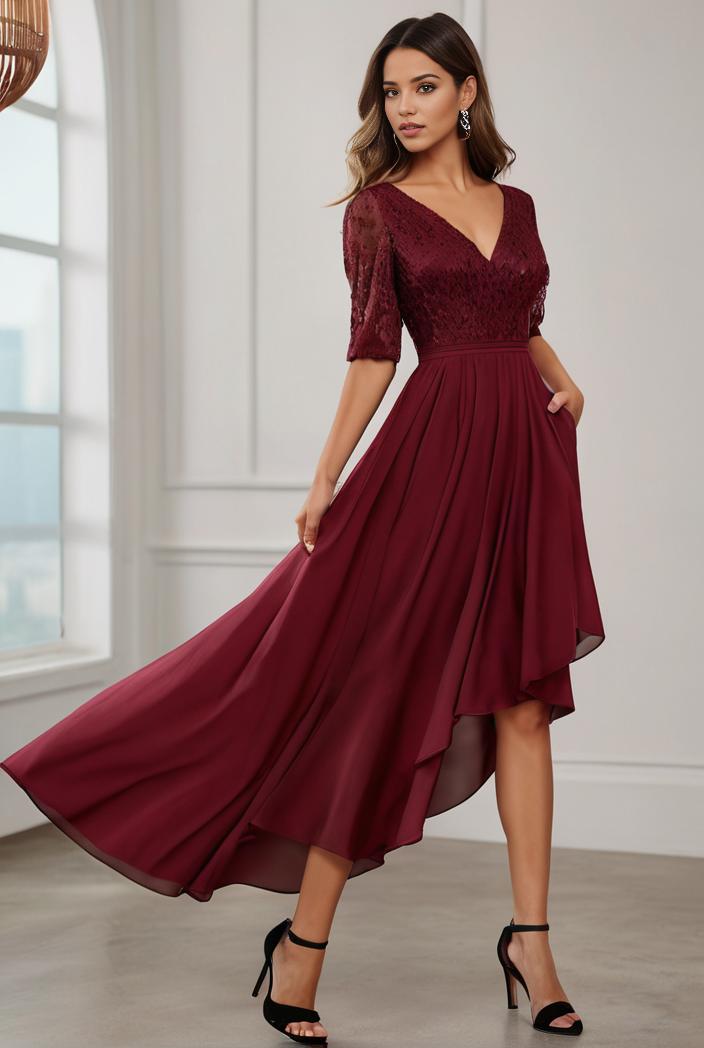 3 4 sleeve sheer sequin stripe high low hem evening dress 128638