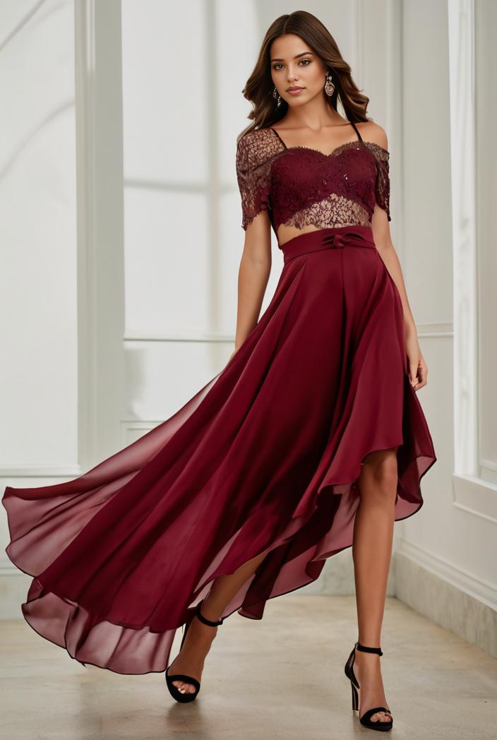 3 4 sleeve sheer sequin stripe high low hem evening dress 128641
