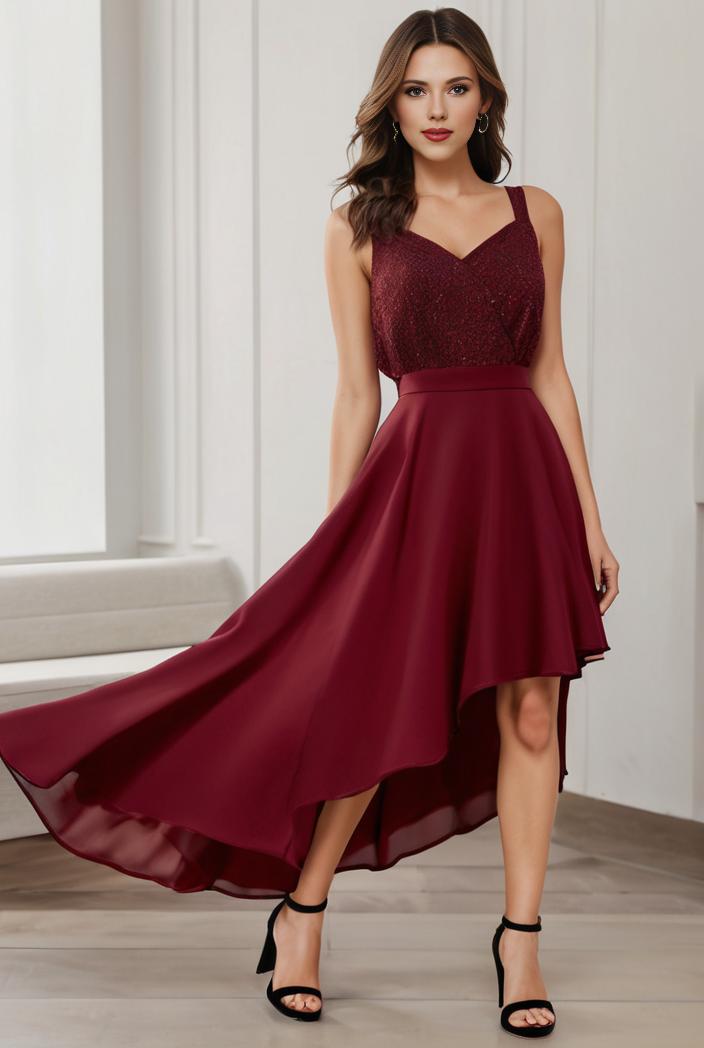 3 4 sleeve sheer sequin stripe high low hem evening dress 132264