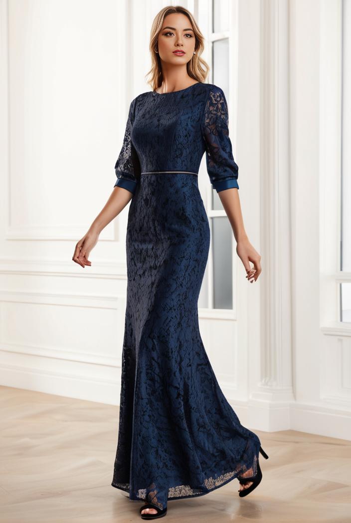 3 4 sleeve bodycon plunging back sequin evening dress 118738