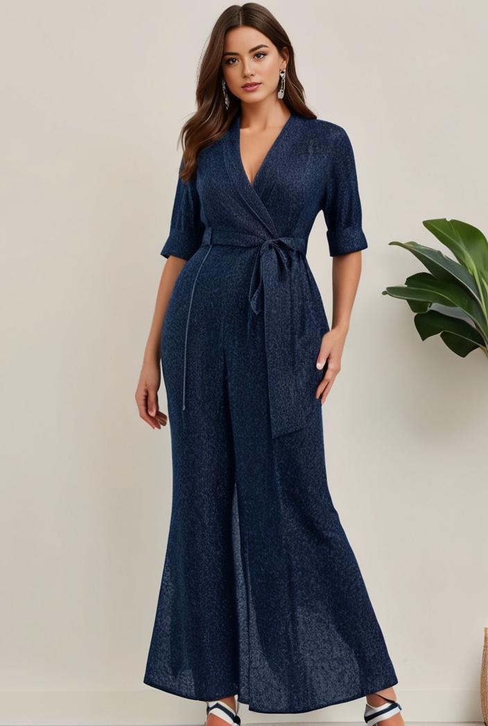 3 4 sleeve bodycon plunging back sequin evening dress 118749