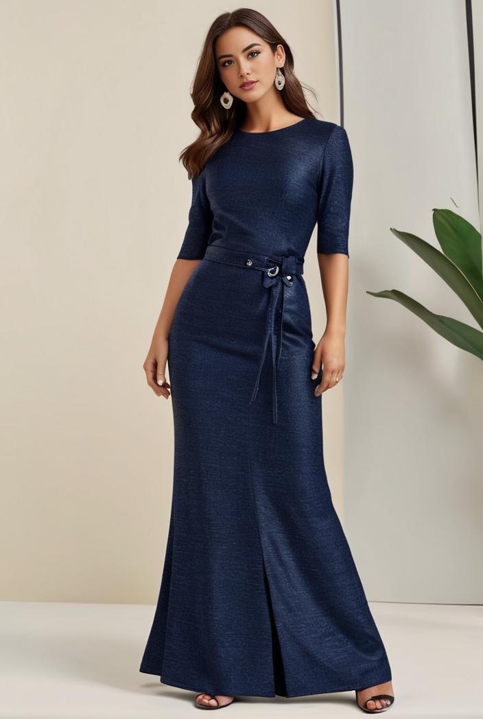 3 4 sleeve bodycon plunging back sequin evening dress 137430