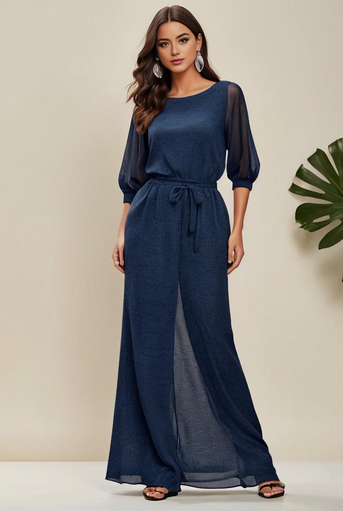 3 4 sleeve bodycon plunging back sequin evening dress 137433