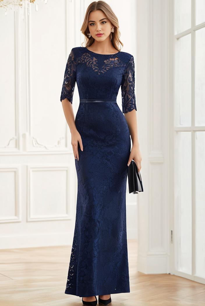 3 4 sleeve bodycon plunging back sequin evening dress 137452