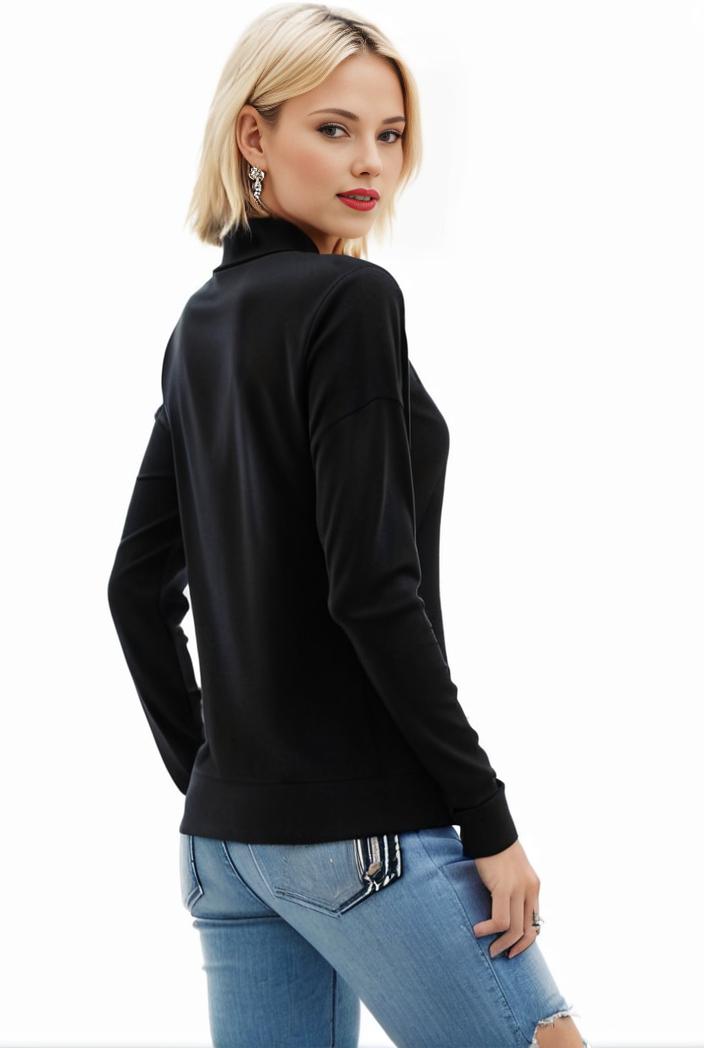 3 sets of turtleneck tees comfy long sleeve shirt perfect for spring autumn women s apparel 145124