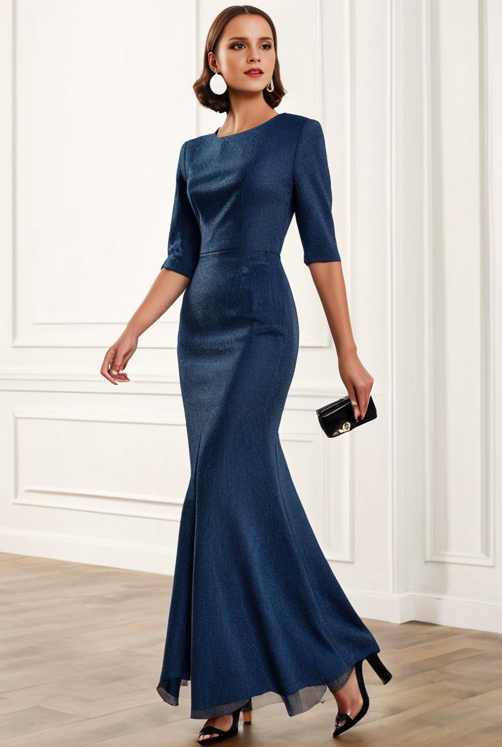 3 4 sleeve bodycon plunging back sequin evening dress 102856