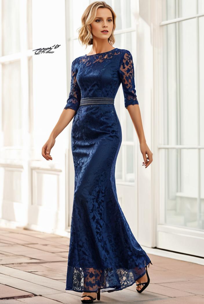 3 4 sleeve bodycon plunging back sequin evening dress 102858