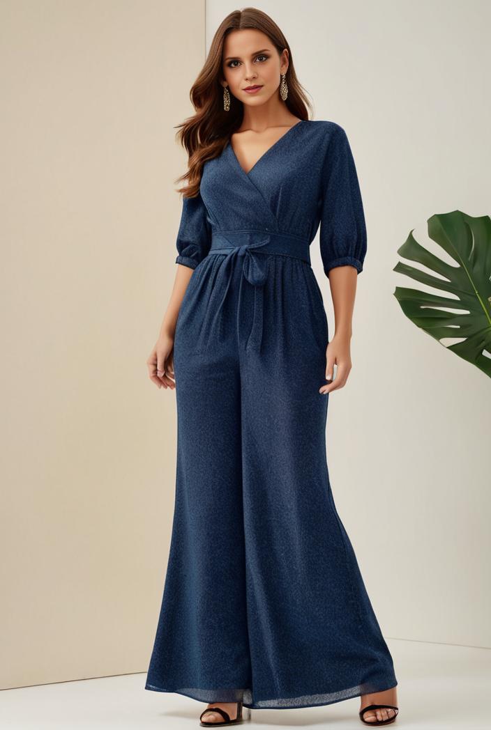 3 4 sleeve bodycon plunging back sequin evening dress 102864