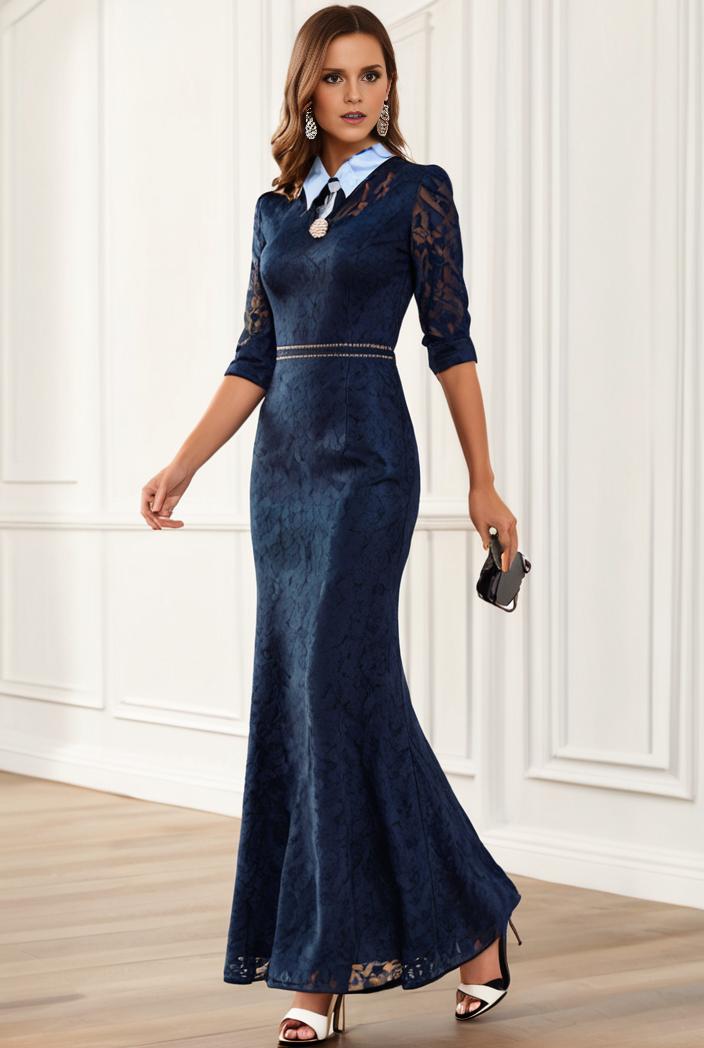 3 4 sleeve bodycon plunging back sequin evening dress 102899