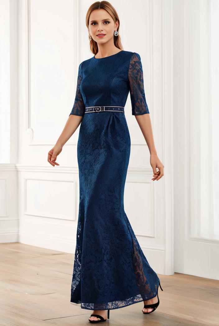3 4 sleeve bodycon plunging back sequin evening dress 102906