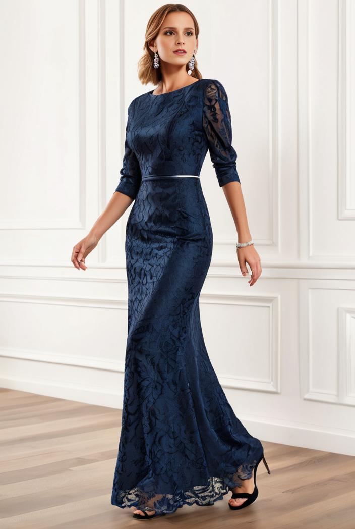 3 4 sleeve bodycon plunging back sequin evening dress 102907