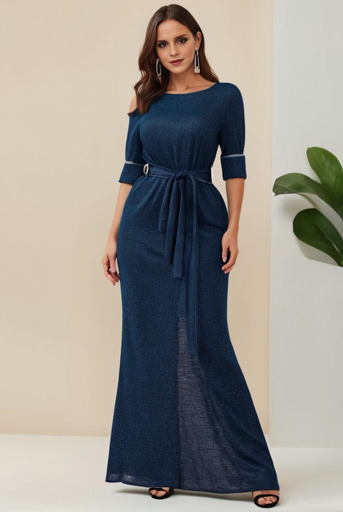 3 4 sleeve bodycon plunging back sequin evening dress 102914