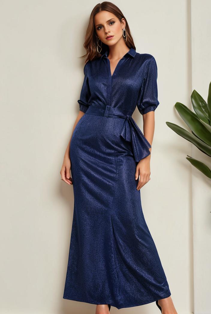 3 4 sleeve bodycon plunging back sequin evening dress 102916