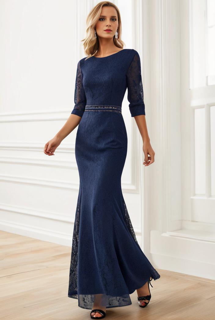 3 4 sleeve bodycon plunging back sequin evening dress 102918