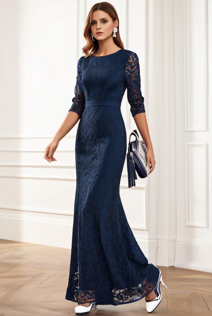 3 4 sleeve bodycon plunging back sequin evening dress 102923