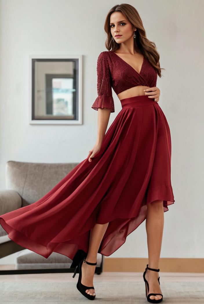 3 4 sleeve sheer sequin stripe high low hem evening dress 128772