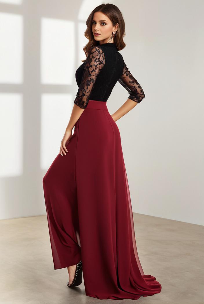 3 4 sleeve sheer sequin stripe high low hem evening dress 128784