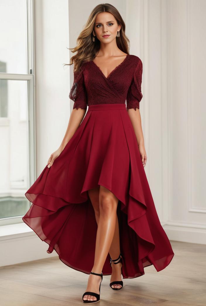 3 4 sleeve sheer sequin stripe high low hem evening dress 128795