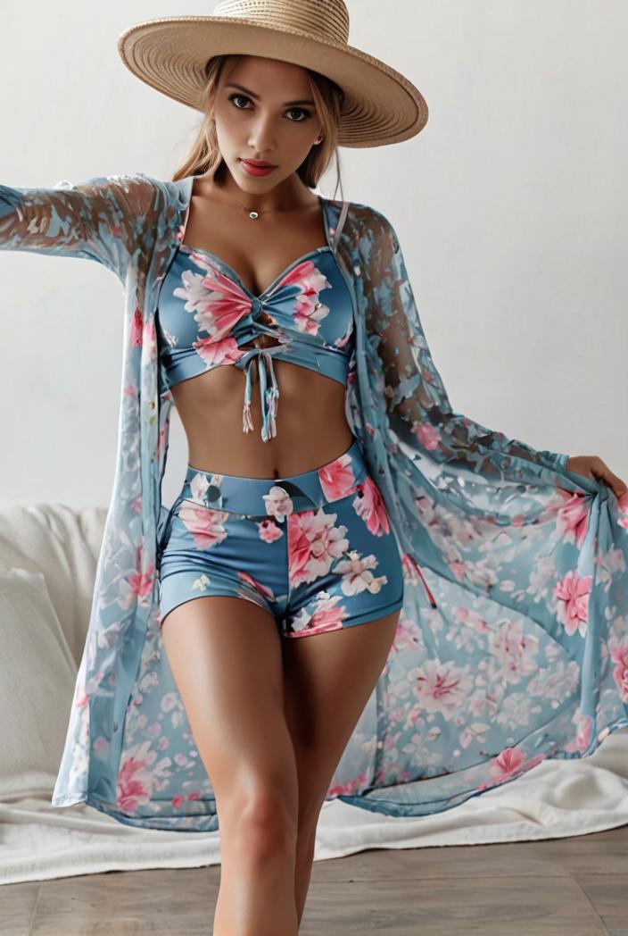 3 pieces sexy print bikini women high waist swimsuit cover up swimwear female lady bathing suit swimming summer beachwear 112334