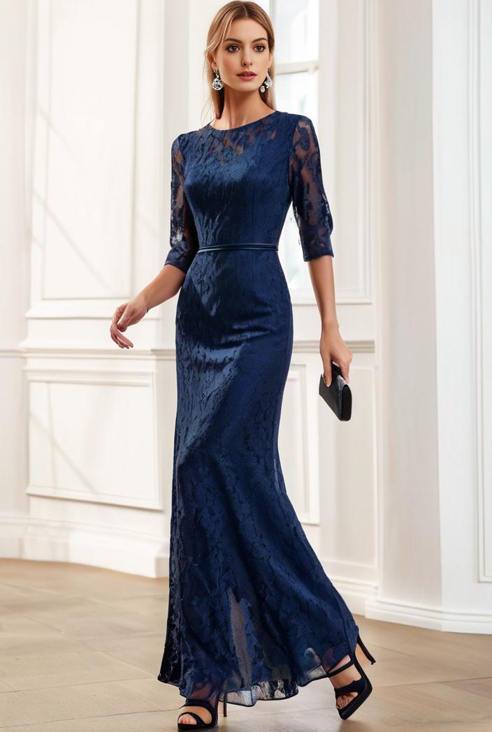 3 4 sleeve bodycon plunging back sequin evening dress 141980