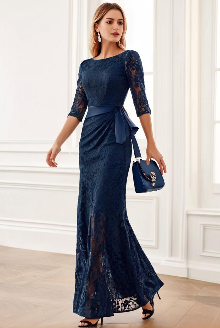 3 4 sleeve bodycon plunging back sequin evening dress 141981