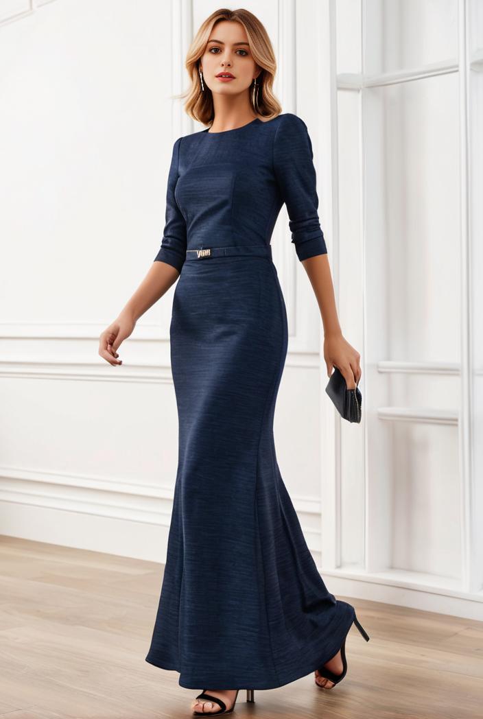 3 4 sleeve bodycon plunging back sequin evening dress 141983